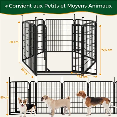 Parc Pour Chien En 6 Panneaux Enclos Pour Chien Avec Porte Verrouillable