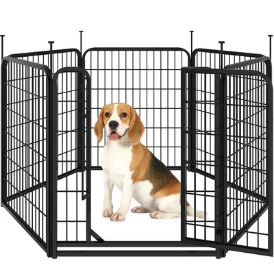 Parc Pour Chien En 6 Panneaux Enclos Pour Chien Avec Porte Verrouillable