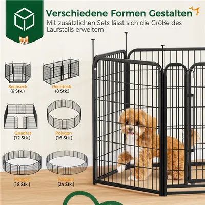 Hundelaufstall Welpenlaufstall Hundezaun mit Tür Faltbare Freilaufgehege