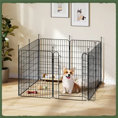 Parc Pour Chien Pliable En Métal Avec Porte Et Piquets Enclos 60*80 Cm