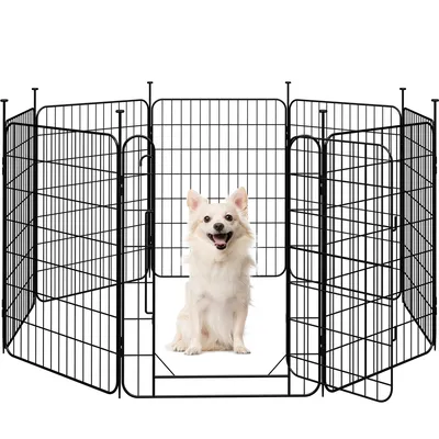 Parc Pour Chien Pliable En Métal Avec Porte Et Piquets Enclos 60*80 Cm