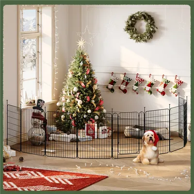 Parc Pour Chien Pliable En Métal Avec Porte Et Piquets Enclos 60*80 Cm