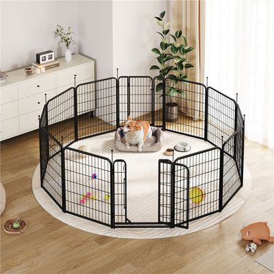 Parc Pour Chien En 8 Panneaux Enclos Pour Chien Avec Porte Verrouillable