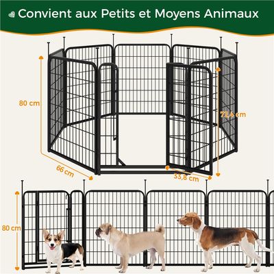 Parc Pour Chien En 8 Panneaux Enclos Pour Chien Avec Porte Verrouillable