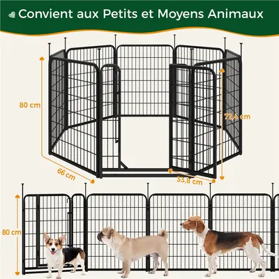 Parc Pour Chien En 8 Panneaux Enclos Pour Chien Avec Porte Verrouillable