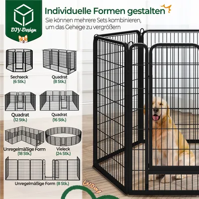 6-teilig Welpenlaufstall Faltbarer Hundelaufstall Gehege mit Tür