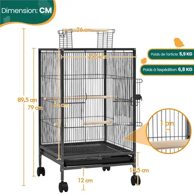 Cage à Oiseaux Sur Pied Cage à Oiseaux En Métal à Roulettes