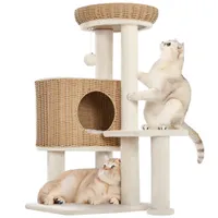 Arbre à Chat En Polyrotin Avec Griffoir Et Panier Tressé 91 Cm Beige