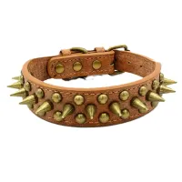 Must&Co - Collier style cuir à piques pour chien