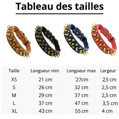 Must&Co - Collier style cuir à piques pour chien