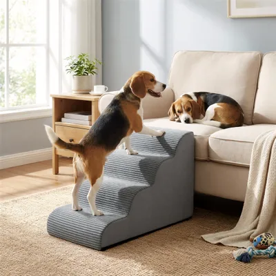 FEANDREA Escalier pour Chien, à 3 Marches, Housse Amovible Lavable