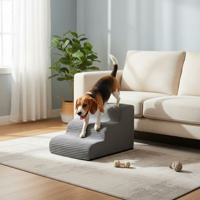 FEANDREA Escalier pour Chien, à 3 Marches, Housse Amovible Lavable