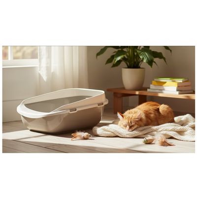 Bac a litière Garfy Gris XL Spécial grands chats