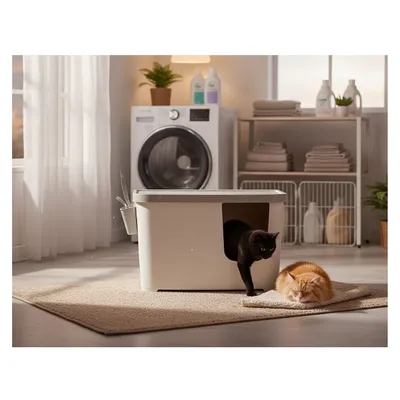 Bac a litière fermé avec pelle Barik