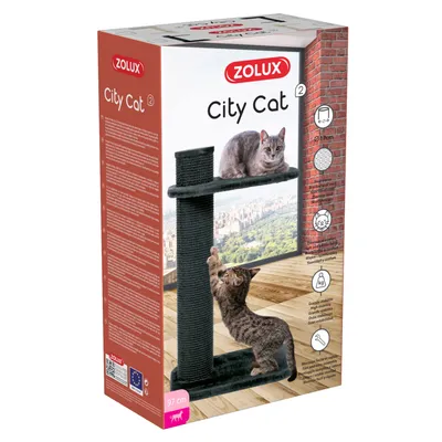 Arbre à chat CITY CAT 2, hauteur 97 cm, poteau ø 17 cm,gris pour chat