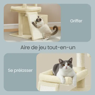 FEANDREA Arbre à Chat avec Planche à Griffer, 2 Couchages, 85,8 cm de Haut FEANDREA Arbre à Chat avec Planche à Griffer, 2 Couchages, 85,8 cm de Haut