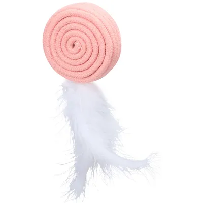 Jouet pour chat Poppy Disque plume , vert ou rose ou jaune, 15 cm.