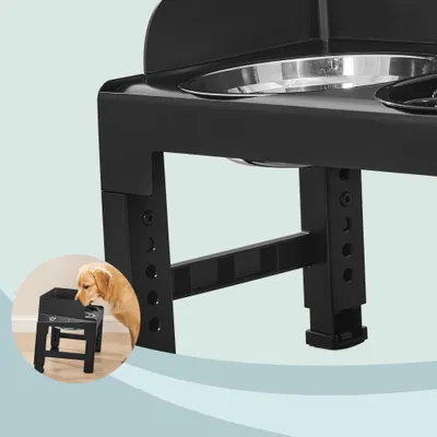 FEANDREA Gamelle pour Chien Surélevée, Hauteur Réglable et Inclinable