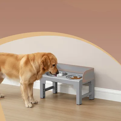 FEANDREA Gamelle pour Chien Surélevée, Hauteur Réglable et Inclinable