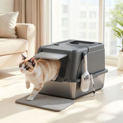 Feandrea Bac à Litière pour Chat, en Acier InoxydableGrande Taille