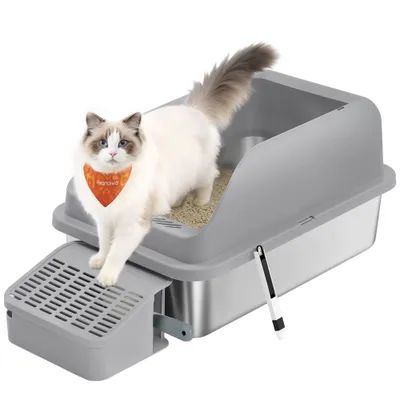 Feandrea Bac à Litière pour Chat, en Acier Inoxydable jusqu’à 15 kg Feandrea Bac à Litière pour Chat, en Acier Inoxydable jusqu’à 15 kg