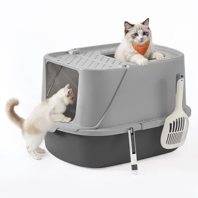 Feandrea Maison de toilette pour Chat avec Pelle et Brosse Jusqu’à 15 kg