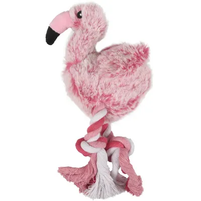 Flamant Rose Andes avec corde 30 cm Jouet pour chien