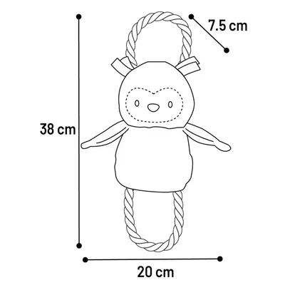 Jouet Phoebe Hibou avec corde 38 cm pour Chiot