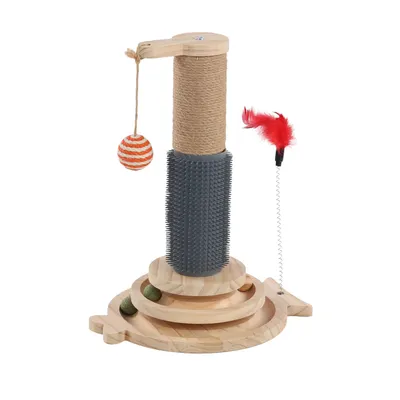 Jouet à Griffer pour Chat Lex Plumes, Circuit à Balle et Brosse Massage