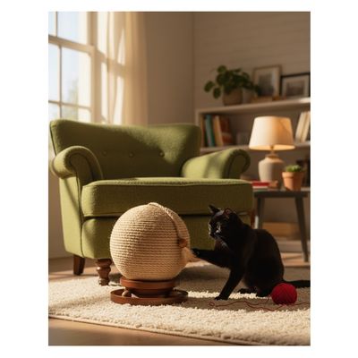 Balle à Griffer pour Chat Isabella Jute, Circuit à Balles et Plume