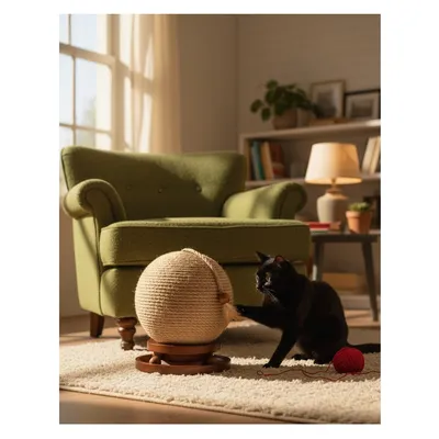 Balle à Griffer pour Chat Isabella Jute, Circuit à Balles et Plume