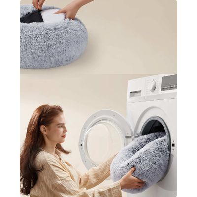 Feandrea Lit pour Chien, Panier en Forme de Beignet pour Chien