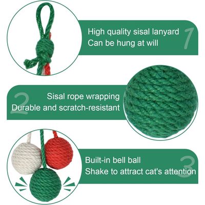 PetTribes Pelota sisal con campana - Juguete interactivo para gatos