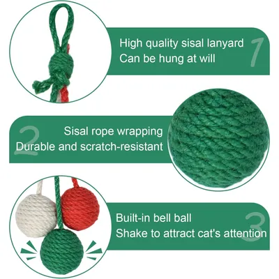 PetTribes Pelota sisal con campana - Juguete interactivo para gatos