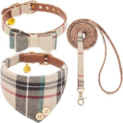 PetTribes Ensemble collier pour chien, bandana triangulaire et laisse