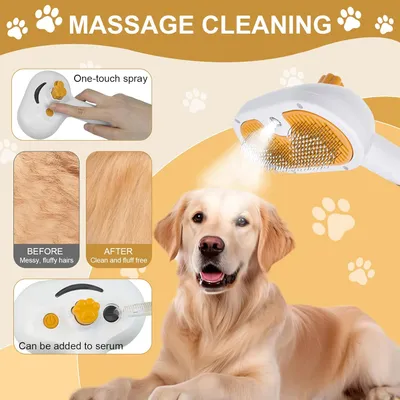 PetTribes Peigne Massant Vapeur 3-en-1 pour Animaux