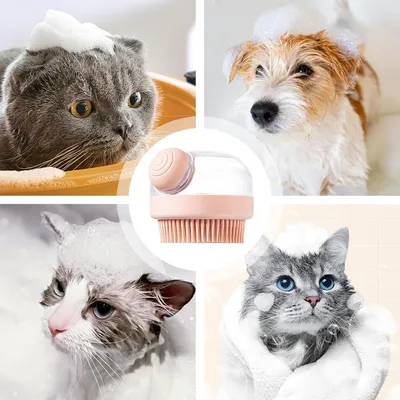 PetTribes Brosse de Bain pour Chien/Chat - Distributeur Intégré