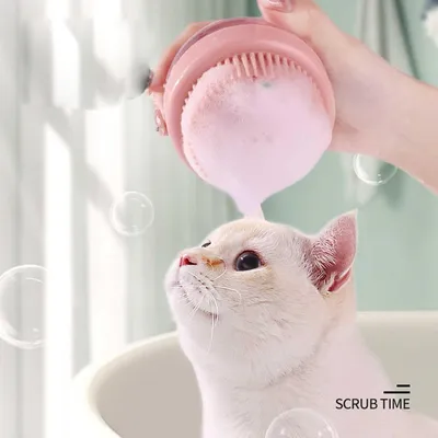 PetTribes Brosse de Bain pour Chien/Chat - Distributeur Intégré