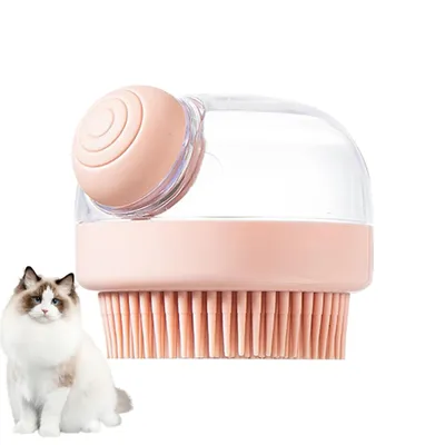 PetTribes Brosse de Bain pour Chien/Chat - Distributeur Intégré