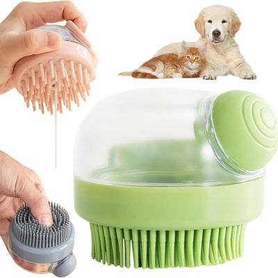 PetTribes Brosse de Bain pour Chien/Chat - Distributeur Intégré