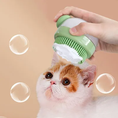 PetTribes Brosse de Bain pour Chien/Chat - Distributeur Intégré