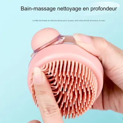 PetTribes Brosse de Bain pour Chien/Chat - Distributeur Intégré