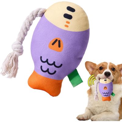 PetTribes Jouet en Peluche Résistant pour Chien, Poisson Qui Couine