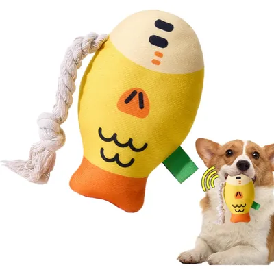 PetTribes Jouet en Peluche Résistant pour Chien, Poisson Qui Couine