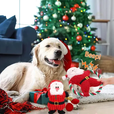 PetTribes Jouet de Noël : Peluche et corde grinceuse pour chien