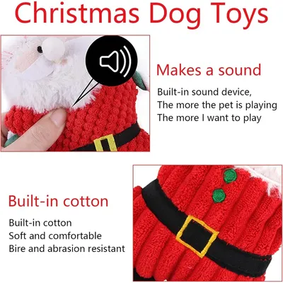 PetTribes Jouet de Noël : Peluche et corde grinceuse pour chien