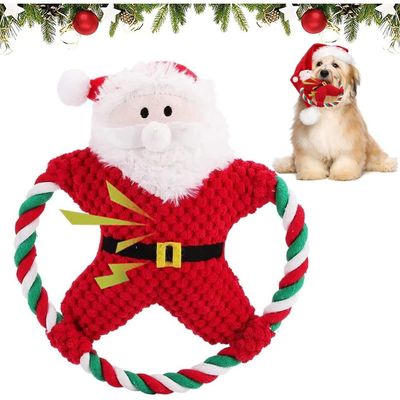 PetTribes Jouet de Noël : Peluche et corde grinceuse pour chien