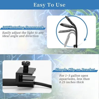 PetTribes Lampe LED 7W Clip pour Aquarium - Étanche