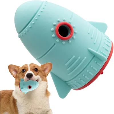 PetTribes Dispensador de comida para perros con forma de cohete - Robusto