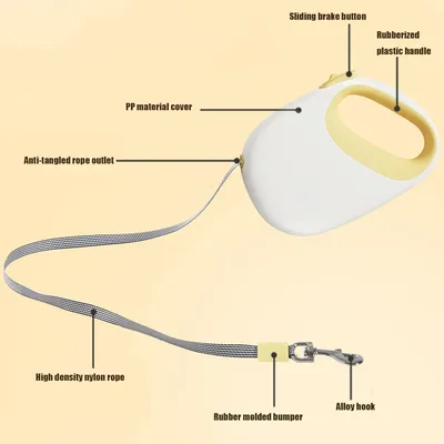 PetTribes Laisse Rétractable Chien 5m - Robustesse et Portabilité